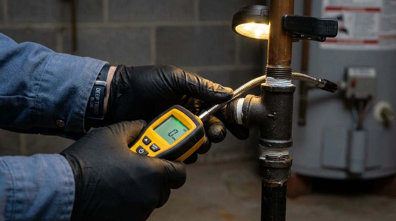 Gas leak detection with electronic sniffer by Johns Plumbing LLC in Sutton