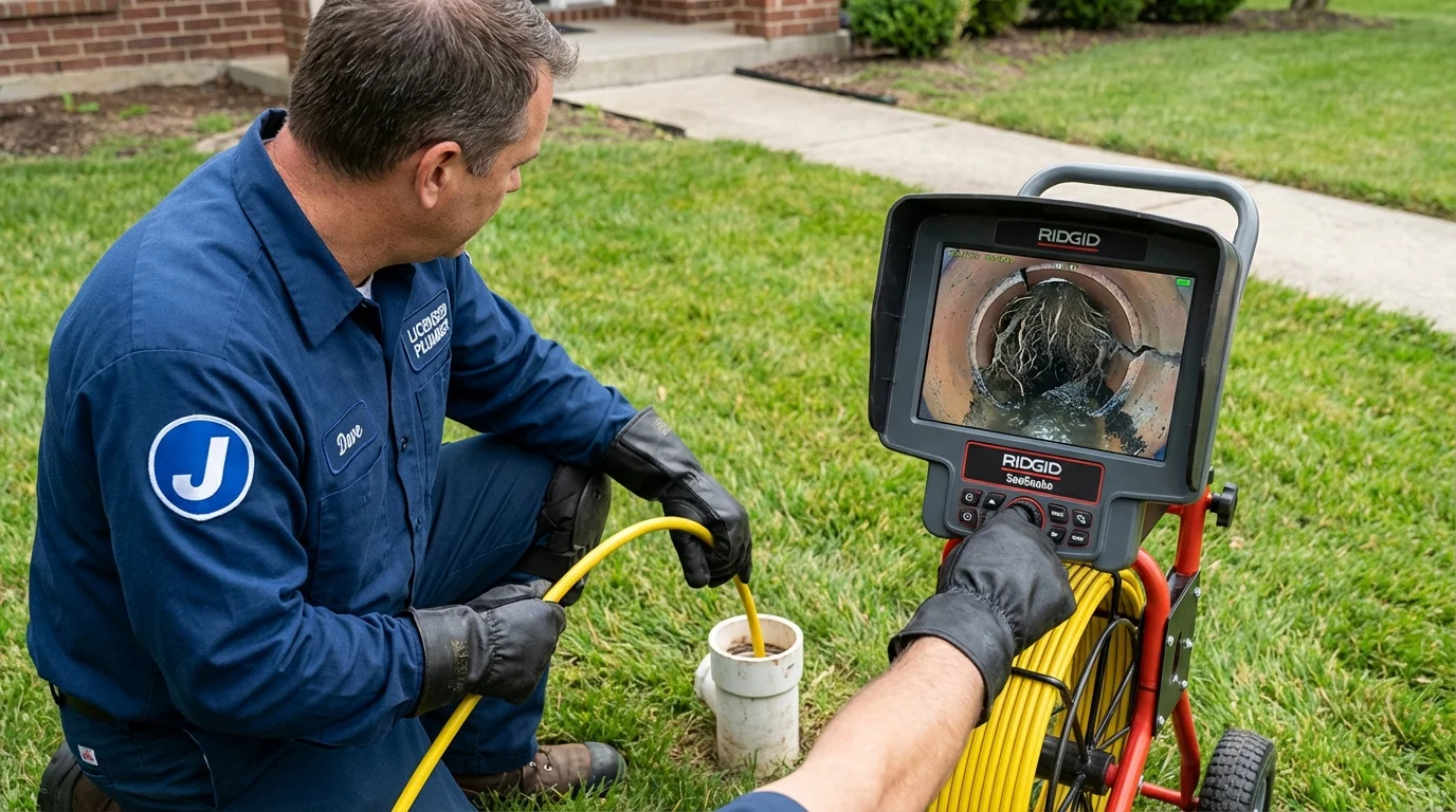 Sewer camera inspection being performed by Johns Plumbing LLC in Sutton